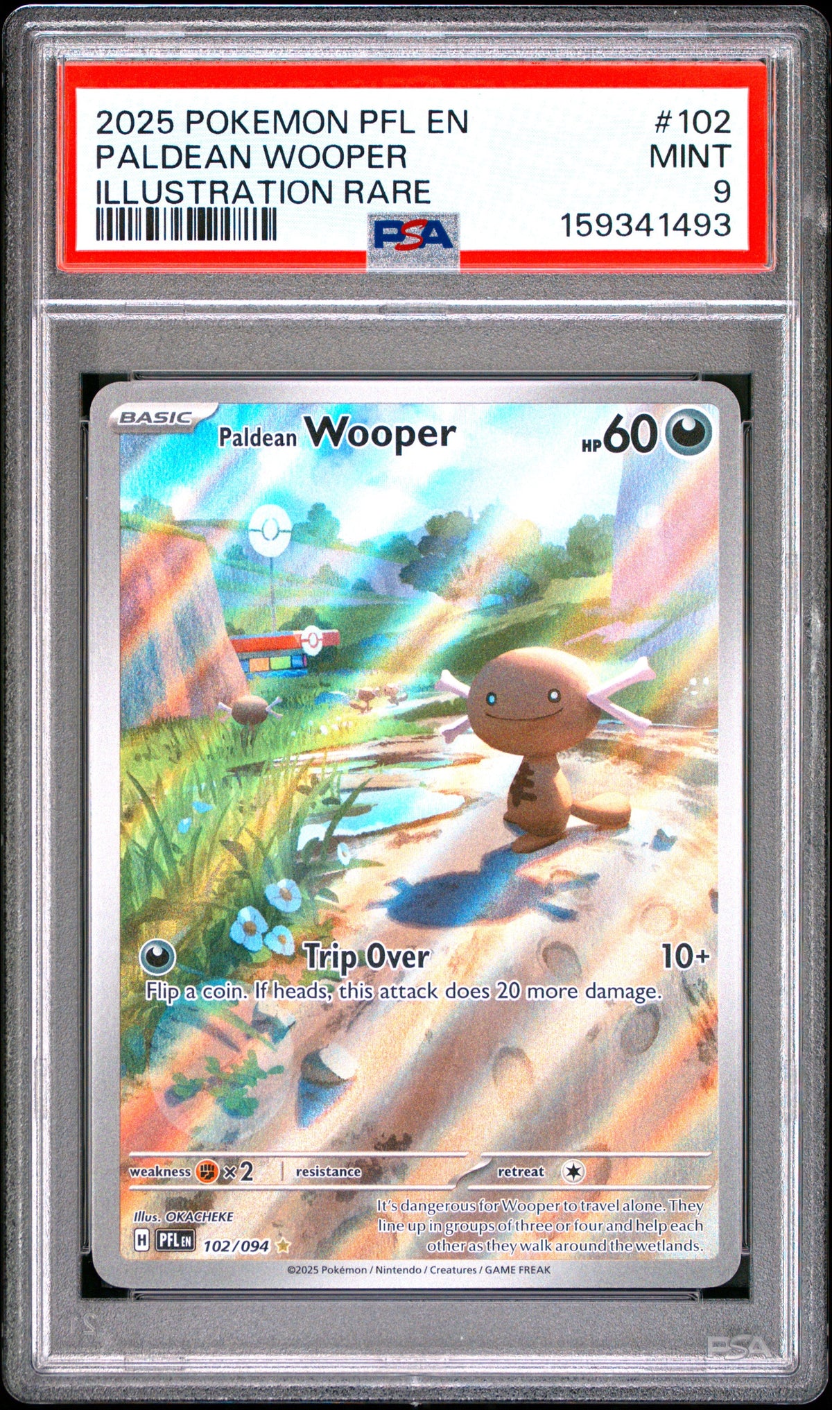 Pokemon Pfl En Phantasmal Flames 102 Paldean Wooper Illustration Rare PSA 9 MINT