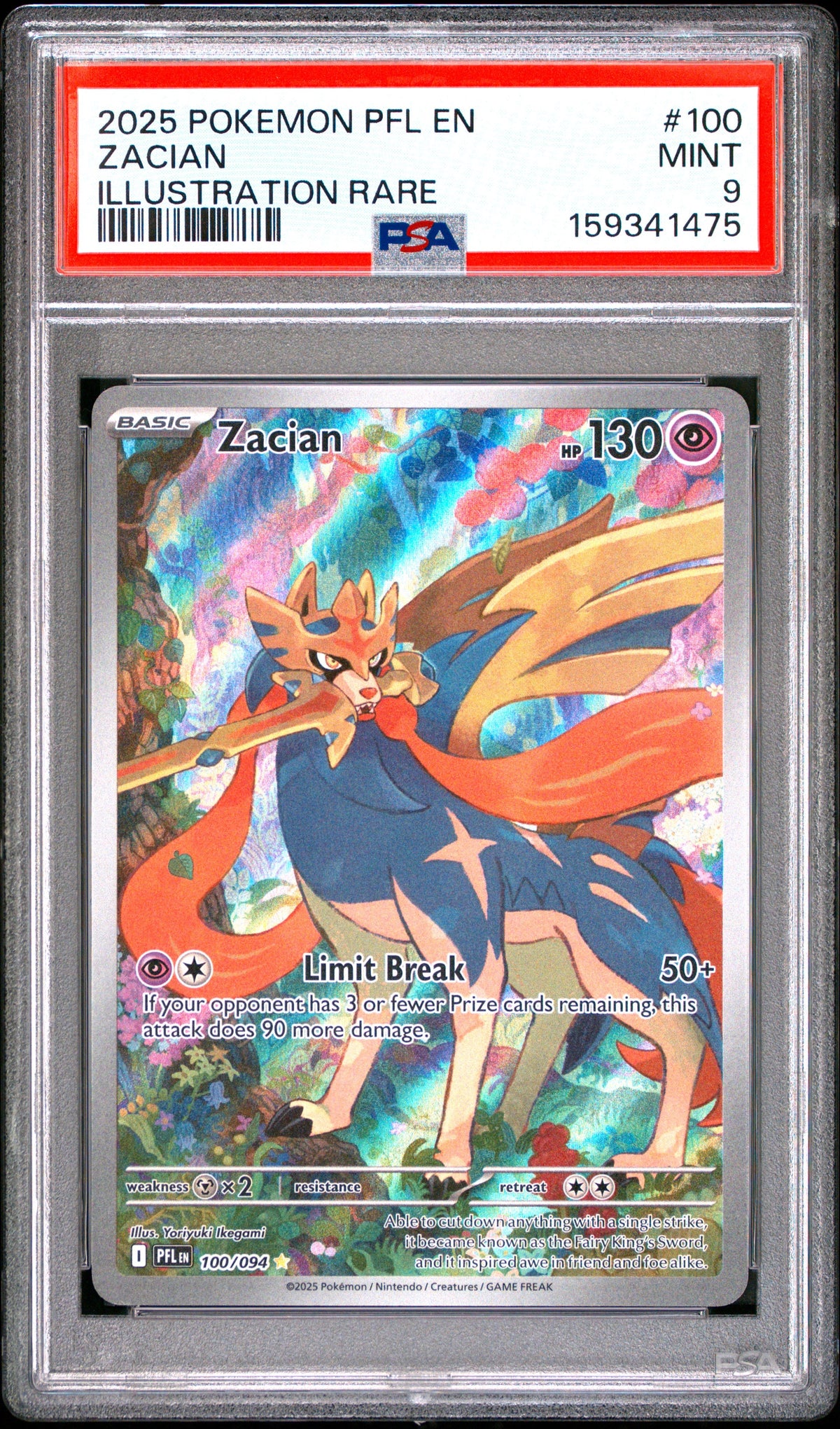 Pokemon Pfl En Phantasmal Flames 100 Zacian Illustration Rare PSA 9 MINT