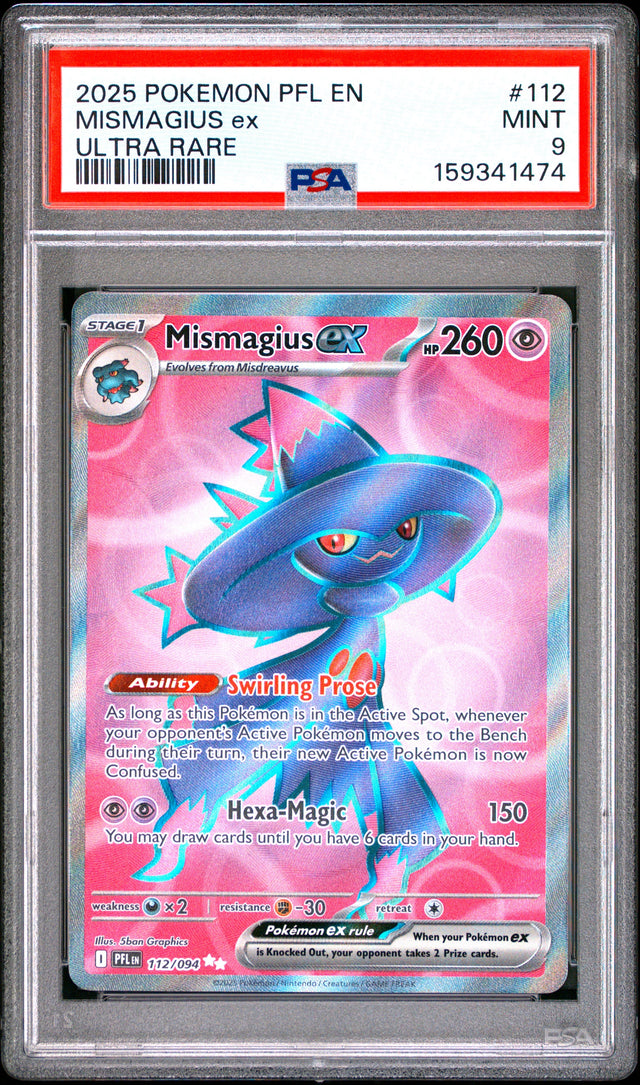 Pokemon Pfl En Phantasmal Flames 112 Mismagius Ex Ultra Rare PSA 9 MINT