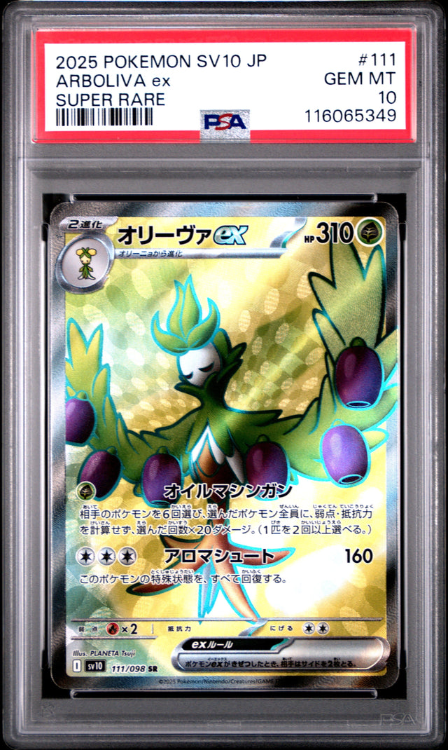 Pokemon Japanese Sv10 Glory Of Team Rocket 111 Arboliva Ex Super Rare PSA 10 GEM MINT
